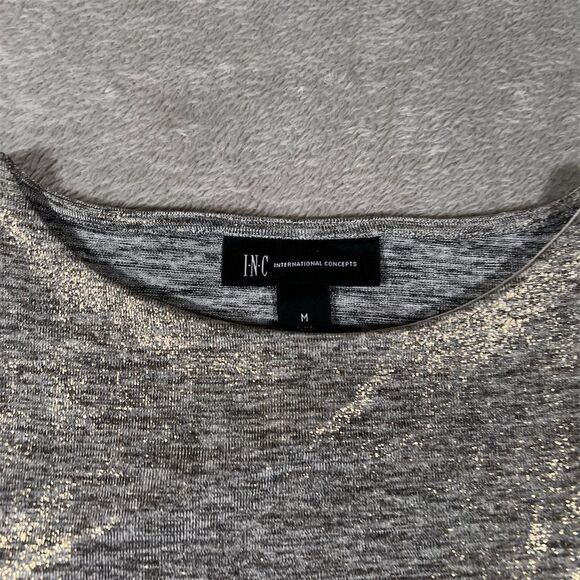 INC Women's Sleeveless Metallic Gray Scoop Neck Tank Top Size M NWT - Picture 5 of 9